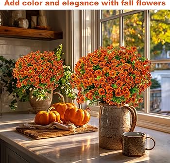 Amazon.com: AXYLEX Artificial Fall Flowers Outdoor Fake Mums - 16